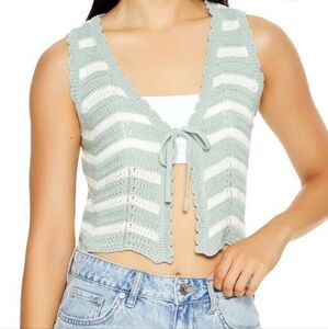 New. Mint Green and White Women's Knit Top